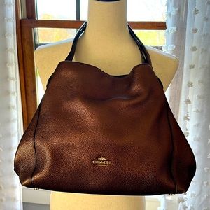 Coach Edie  Shoulder Bag in Bronze Metallic Pebbled Leather
